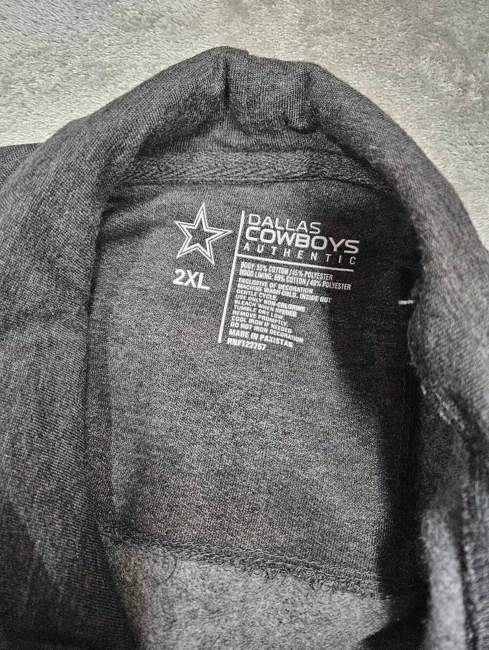 Dallas Cowboys NWOT Authentic Gray Pullover Hoodie Mens 2XL NFL Star Logo